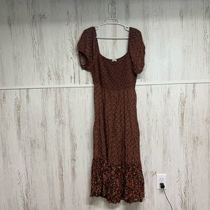 Rust colored puffy sleeved maxi dress